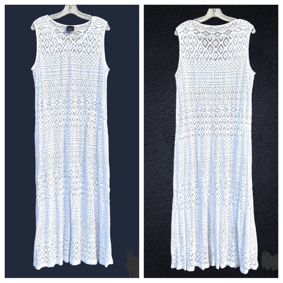 Persona by Marina Rinaldi Dresses & Skirts - PERSONA by Marina Rinaldi white lace dress crochet maxi sleeveless coverup long